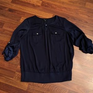 Silky navy blue blouse